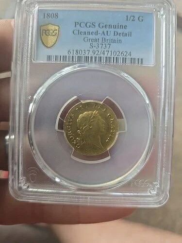 PCGS純正AU詳細 1808年 英国金貨 ハーフギニー
