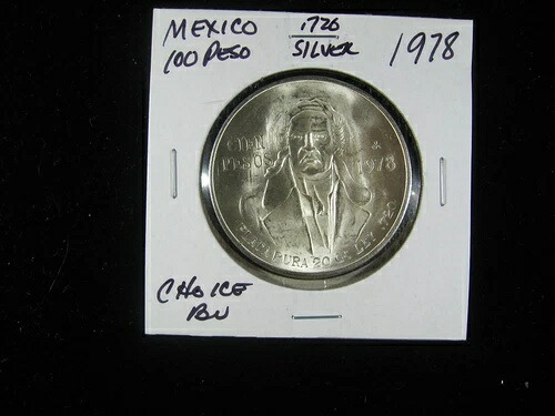 1978年メキシコ100ペソ.720シルバーチョイスBU!! 20コイン投資家スペシャル!!!