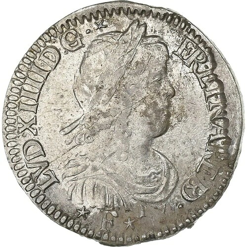 [#637908] フランス、ルイ 14 世、1/12 d'?cu ? la m?che longue de B?arn、1653 年、ポー、S