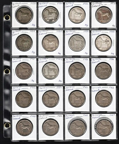 1928-1967年 アイルランド：1/2クラウン（2シリング6ペンス）コレクション、コイン20枚、銀貨10枚