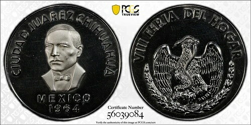 メキシコ 1964 メダル グローブ E-213a クイダード フアレス チワワ PCGS SP63 ソール トップ ポップ｜WORLD RESOURCE【QUEEN店】