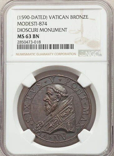 1590年 バチカン - 教皇シクストゥス5世 - 青銅メダル - Modesti-874 - NGC MS 63BN|WORLD RESOURCE【QUEEN店】