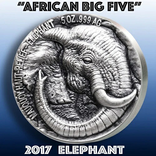 象 - 「アフリカのビッグファイブ」コートジボワール 2017年 シルバー 5オンス NGC MS-70 コイン GGcoins｜WORLD RESOURCE【QUEEN店】