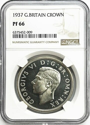 1937年 シルバー プルーフ イギリス 1 クラウン ジョージ6世 NGC プルーフ 66 *PQ