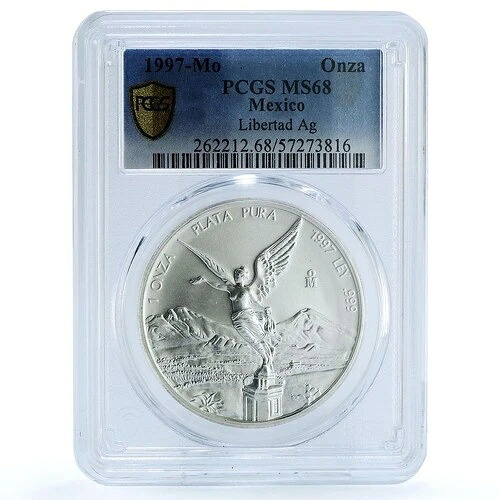 メキシコ 1 オンザ リベルタッド 独立の天使 KM-613 MS 68 PCGS 銀貨 1997年