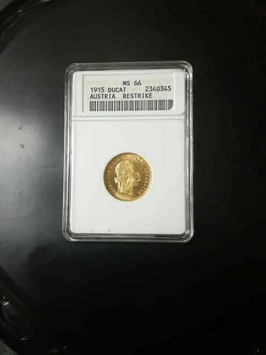 1915年オーストリア・ドゥカート（再鋳造）ANACS MS66認定 極上宝石 - 金貨
