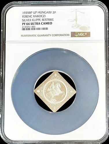 1935年 プルーフ ハンガリー 2 ペンゴ フェレンツ ラック オツィ クリッペ コイン NGC プルーフ 66 UC X#PN11.2