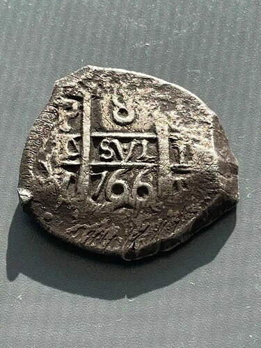 1766年 ポトシ ボリビア 銀貨 8レアル コブ スペイン国王 カルロス3世 重量26.26g