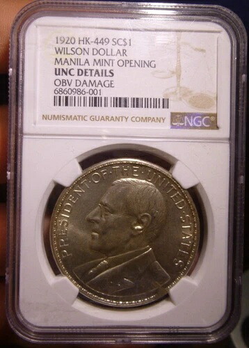 1920年フィリピン・ウィルソンドル マニラミント NGC UNC 詳細 HK-449 SC$1