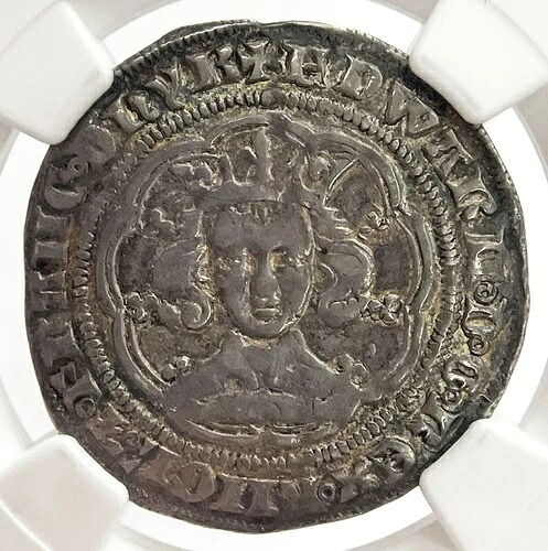 1354-1355年 イングランド グロート エドワード3世 クロス パティー シルバー コイン NGC AU 53 タワーミント|WORLD RESOURCE【QUEEN店】
