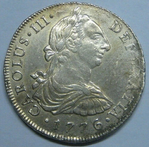 1776年 リマ 8レアル チャールズ3世 ペルー スペイン 銀貨 ドル 植民地時代 非常に希少