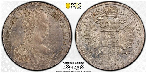 オーストリア 1765 Thaler Dav 1122 Hall PCGS Unc 詳細クリーニング済み|WORLD RESOURCE【QUEEN店】
