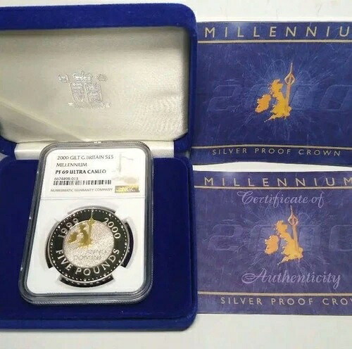 2000年ミレニアム金貨 5ポンドプルーフ銀貨 NGC PF69UC / 22｜WORLD RESOURCE【QUEEN店】