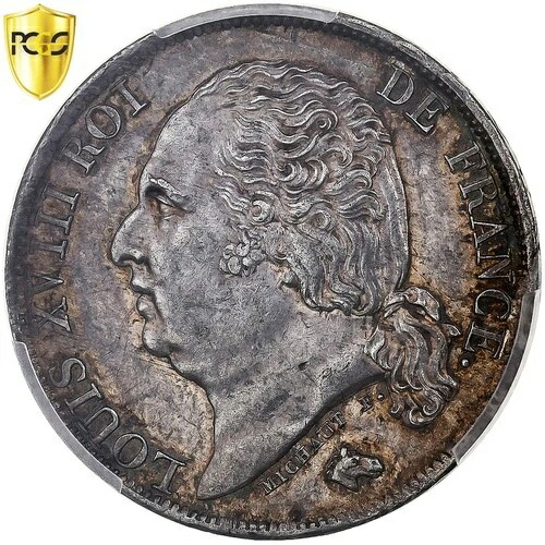 [#970665] フランス、ルイ18世、1フラン、1817年、パリ、銀貨、PCGS、MS62、ガドゥリー