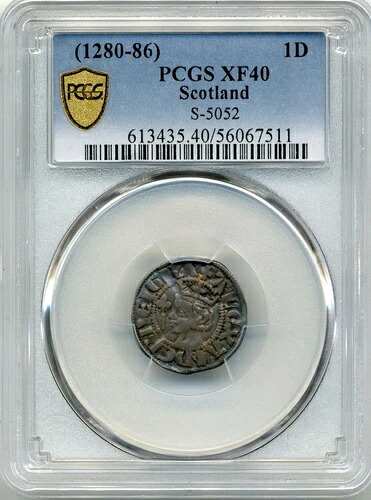 1280-86年スコットランドペニー、アレクサンダー3世 - PCGS EF40、ソロPCGSグレード