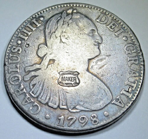 1798年 エドワード・H・ボーリン スペイン・メキシコ 銀貨 8レアル 1700年代 植民地ドル硬貨