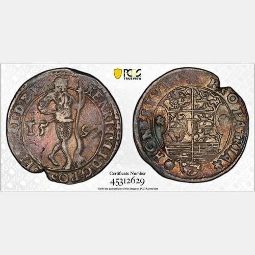 1597年 ドイツ ブルンウィック＝ヴォルフンビュルト 1/4ターラー。PCGS AU 53. KM (MB) - 281. 希少