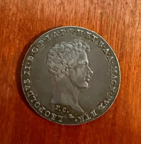 イタリア トスカーナ ピサ造幣局 1829-PC 5 パオリ銀貨、少量流通