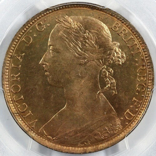 1887年 1D イギリス ヴィクトリア女王 ペニー PCGS MS 64 レッド