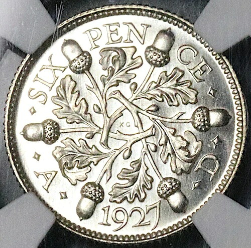 1927 NGC PF 67 ジョージ5世 6ペンス プルーフ グレートブリテン エイコーン シルバーコイン (25051501C