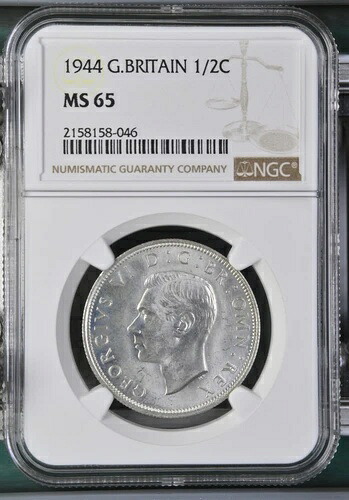 イギリス - 1944 年ジョージ 6 世シルバー 1/2 クラウン - NGC MS65 FINEST @ NGC TOP POP!
