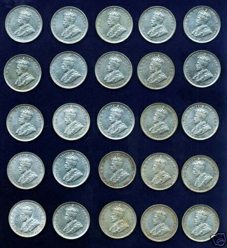 オーストラリア ジョージ 5 世 1925 1 シリング銀貨 (25)、ほぼ XF コイン!!