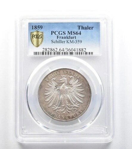 1859年 フランクフルト ターラー シラー KM-359 MS64 PCGS *8048