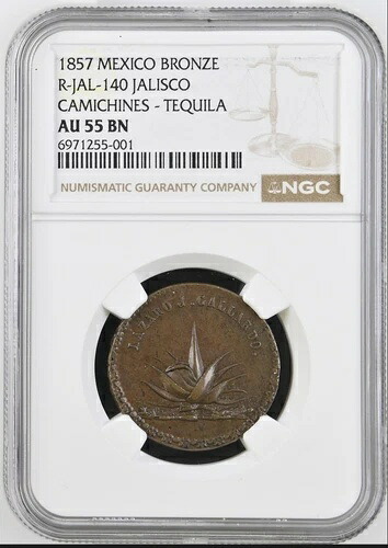 メキシコ 1857 CAMICHINES Grove 1438 NGC AU55 ラサロ ガヤルド テキーラ ハリスコ ミント