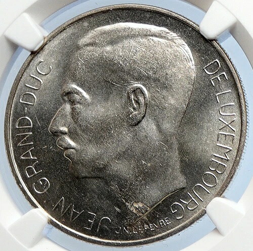 1964年 ルクセンブルク シャルロット・ジョン盲目公爵夫人 100フラン銀貨 NGC i105853