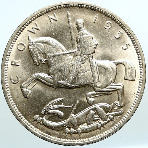 1935年 イギリス国王ジョージ5世 騎馬像 旧銀貨 i101107