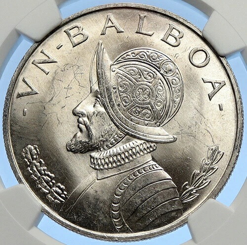 1966年 パナマ ラージシルバー コンキスタドール ヴィンテージ オールドシルバー バルボアコイン NGC i106233