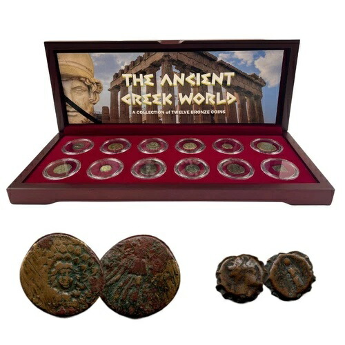 古代ギリシャのコインコレクション：古代ギリシャのコイン12枚＋展示ケース＋COA