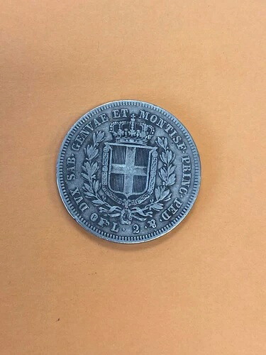 1844年 2リラ イタリア領サルデーニャ カルロ・アルベルト トリノ イーグルマーク オールドコイン 12K