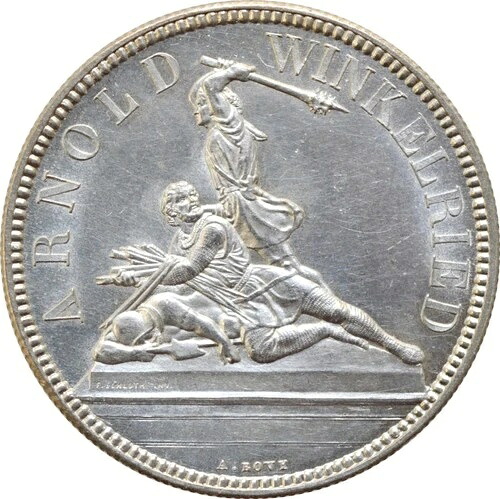 スイス 5フラン 1861年、UNC、「ニトヴァルデン射撃祭」銀貨