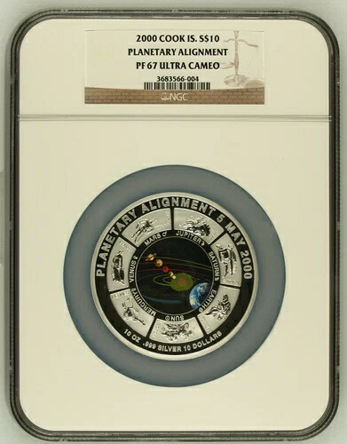 2000年 クック諸島 S$10 銀貨 10オンス 惑星配置 NGC PF67UC