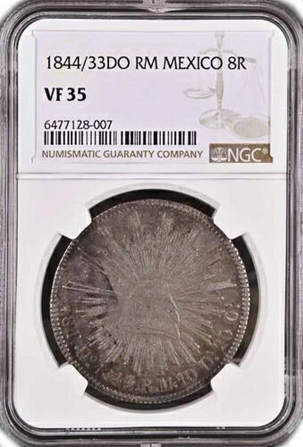 1844/33 DO RM 8 レアル シルバー デュランゴミント メキシコ第一共和国 NGC VF35 コイン 149,050円