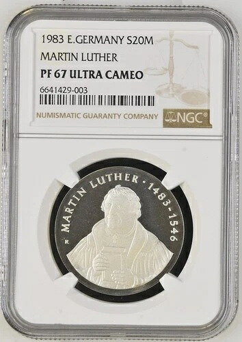 ドイツ DDR 20 マーク 1983 マルティン・ルターの誕生 NGC PF67 ウルトラカメオ 149,050円