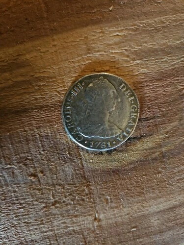 1781 XF-AU メキシコ シルバー 1/2 レアル 本物アンティーク スペイン植民地 1700年代コイン