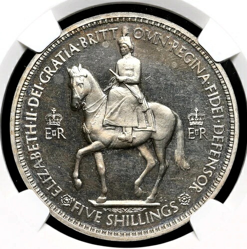 イギリス。1953年エリザベス2世戴冠式プルーフクラウン、NGC PF66カメオ