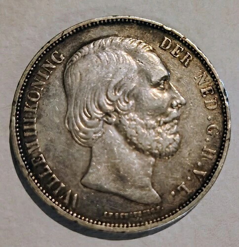 グレード良好 1867 オランダ 2-1/2 グルデン 94.5% シルバー KM# 82 送料無料!