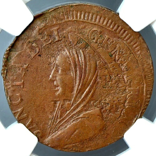 教皇領(ペルージャ) 緊急 5 バイオッキ 1797-XXIII NGC AU53BN