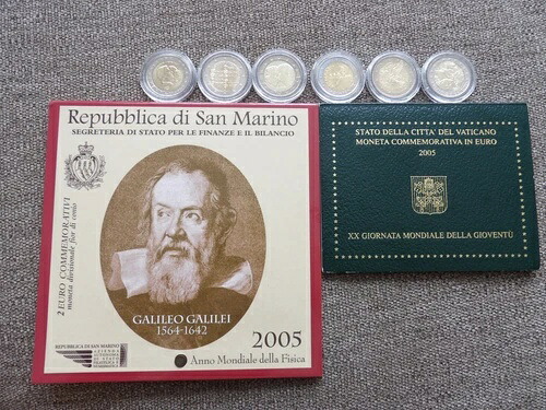2005 年 2 ユーロ コイン全 8 枚のフルセット (フィンランド、バチカン、サンマリノ、イタリア...)