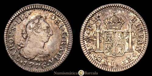 カルロス3世 1/2レアル (1,66g) 1776年 メキシコ F?M AC-200 MBC+