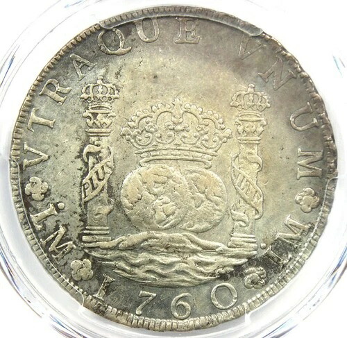 1760年ペルーピラードル8レアル銀貨8R - PCGS AU認定詳細