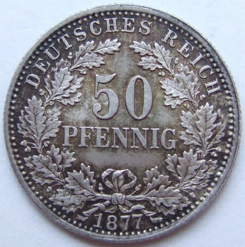 ドイツ帝国銀貨 50ペニヒ 1877年 G 未使用｜WORLD RESOURCE【QUEEN店】