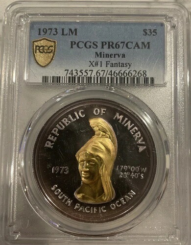 ミネルバ 35ドル X1 ファンタジー トーチヘルメットの女性 PR67CAM PCGS シルバー 1973