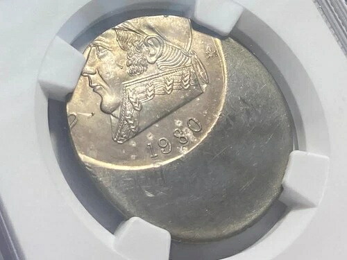 NGC MS63 メキシコ 1ペソ 1980年造幣局エラー/11
