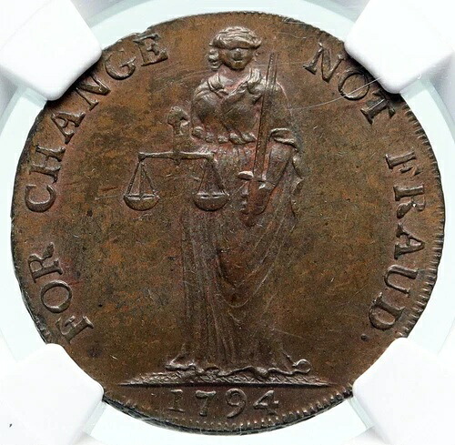 1794年 イギリス サフォーク バンゲイ ランカスター アンティーク 1/2 P コンダー トークン NGC i86638