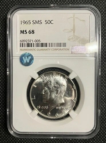 1965年 米国SMS 50セント銀貨 NGC MS68 / 64