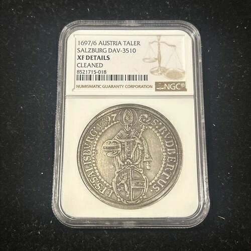 SASA 1697/6 オーストリア ターラー ザルツブルク NGC XF 詳細クリーニング済み 聖母子像